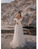 Ivory Lace Tulle Chic Wedding Dress With Removable Train